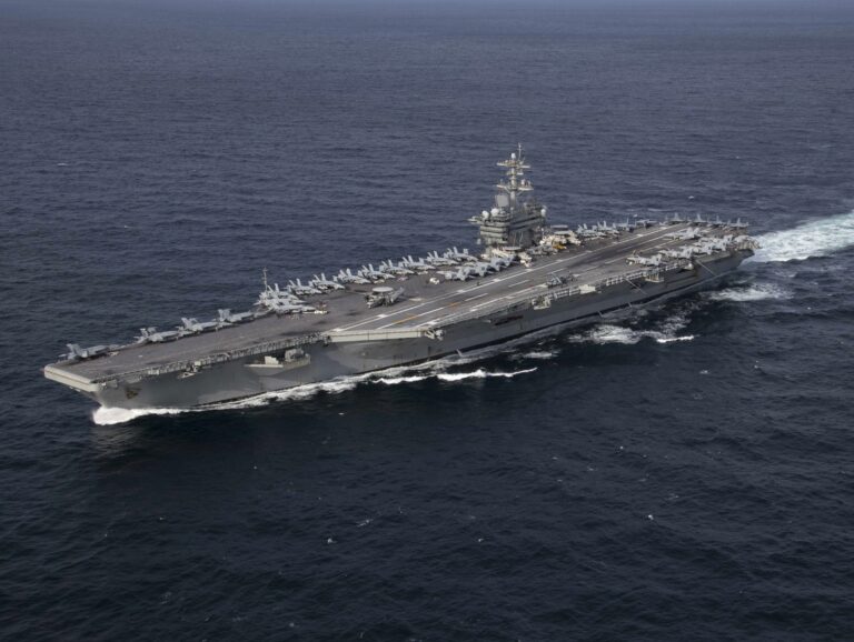 USS Abraham Lincoln (CVN 72) underway in the Atlantic Ocean, January 2019. U.S. Navy photo, public domain.